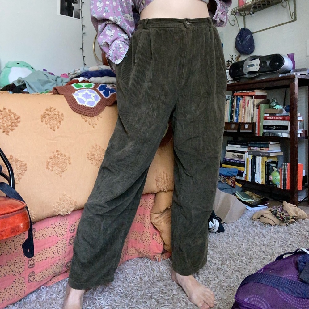 Green corduroy pants